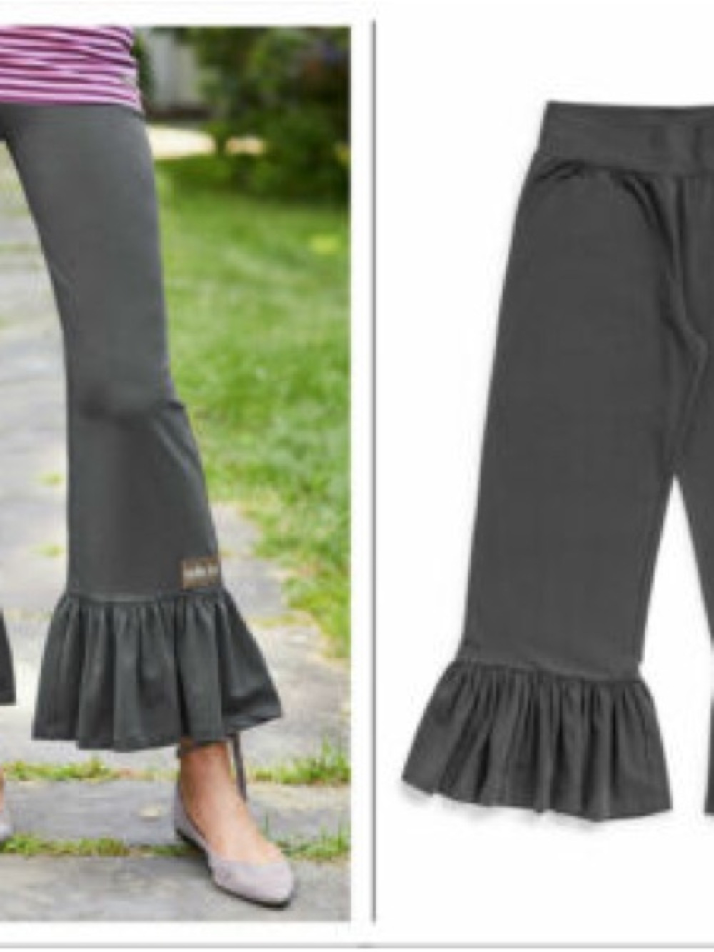 Matilda Jane Dark Gray Ruffle Hem Cropped Pants - Picture 2 of 10
